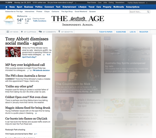 Abbott FKD featured on front page of The Age by artist sittoula sitlakone